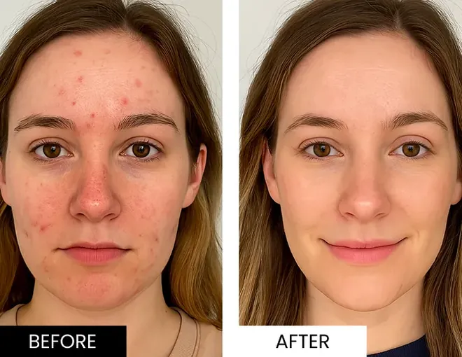 Glokore LED Mask before and after skin results
